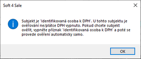 Identifikovanou osobu nelze ověřit na VIES