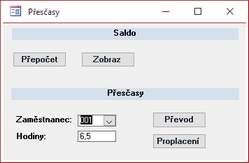 Dialogové okno pro řešení přesčasů.