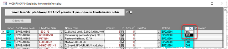 Možnost filtrace prvků konkrétního celku.