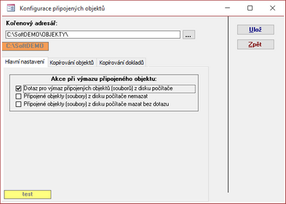 Základní nastavení kořenového adresáře objektů