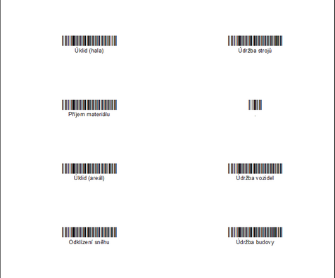 Ukázka sady čárových kódů k tisku.
