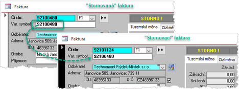 Variabilní symbol se přebírá do "stornovacího" dokladu